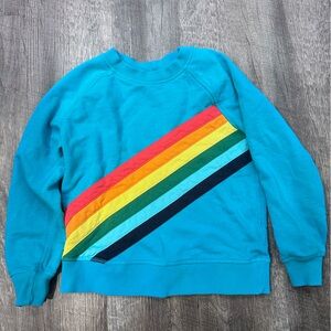 Hanna Andersson Turquoise Rainbow Stripe Sweatshirt